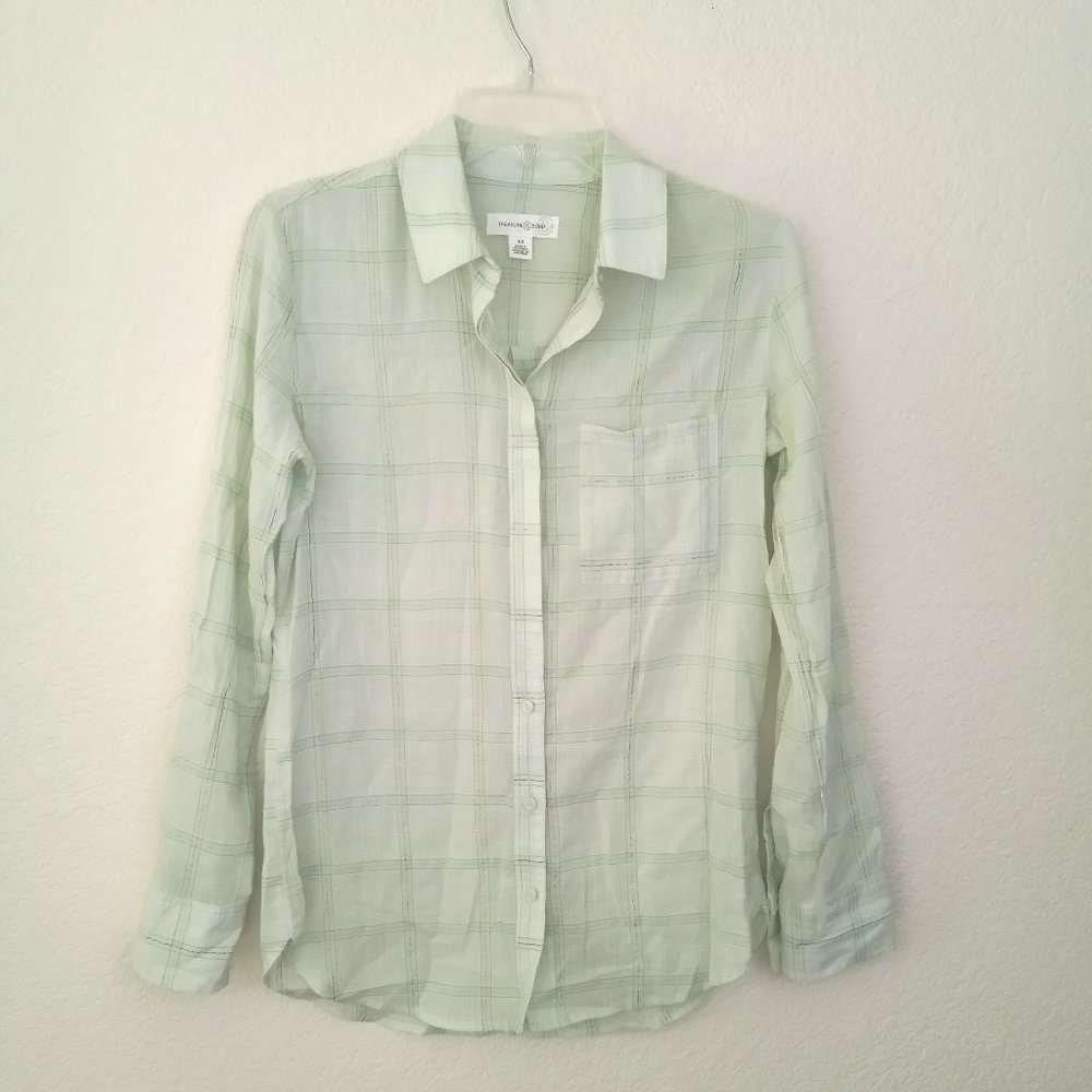 Treasure & Bond Green Plaid Button Down Shirt XS